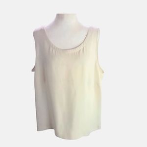 Eileen Fisher Woman's Beige 100% Silk Georgette Crepe Scoop Neck Top Size 1X